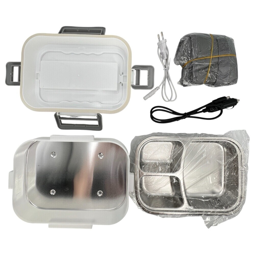 Heated Lunchbox w/ Electric Heater Stainless Steel Compartment Lunch Box 12/120V